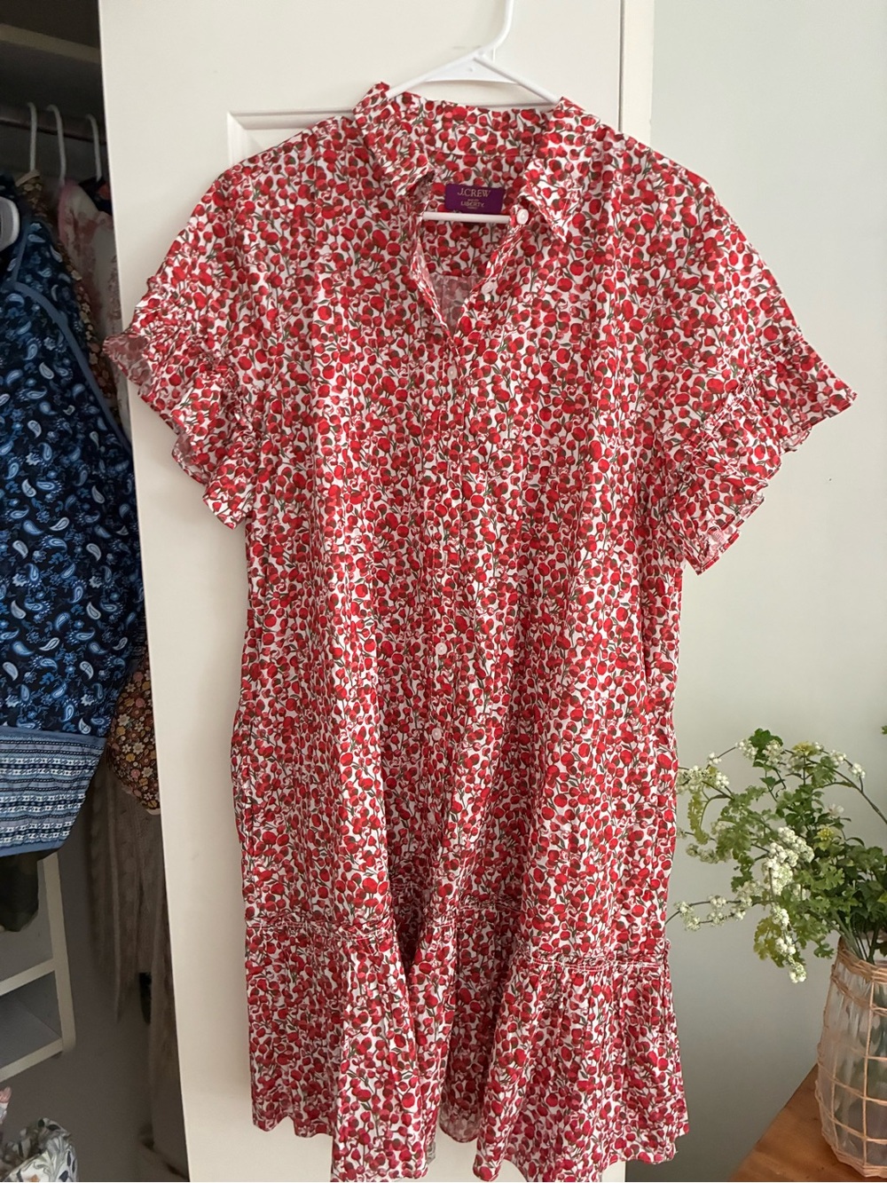 Liberty of London Red and White Floral Mini Dress